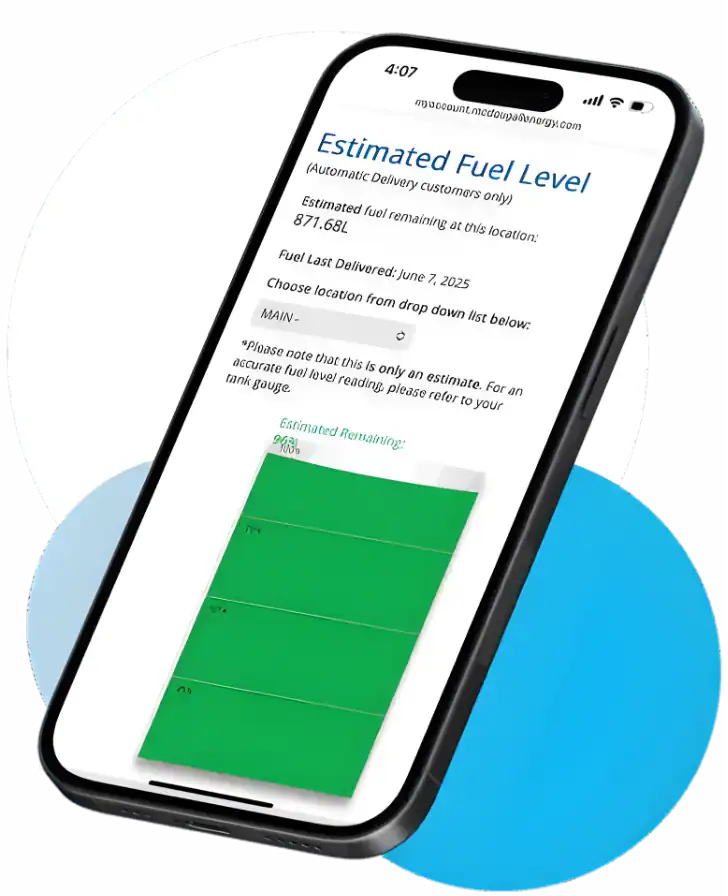 Fuel level monitoring app for myAccount registration on McDougall Energy.