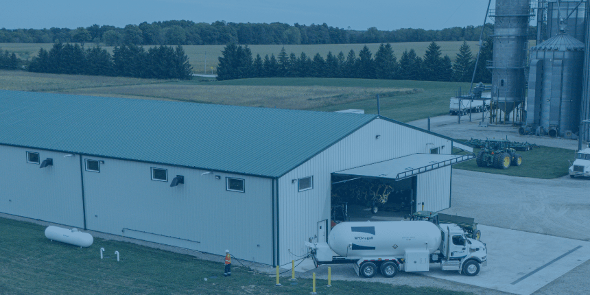McDougall Energy Propane Truck Fuels Propane Tank on Farm