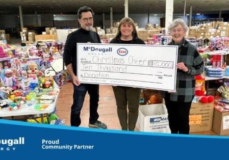 Cheque presentation with McDougall Energy and Christmas Cheer Staff